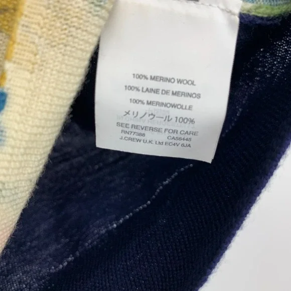 J.Crew Sweater Womens Size Small 100% Merino Wool Paisley Floral Crew 3/4 Sleeve - Picture 5 of 8